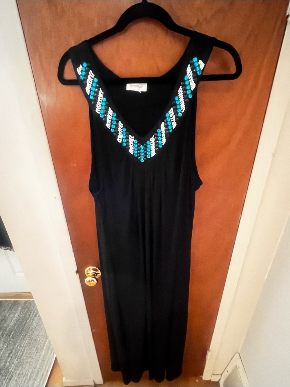 Avenue 30/32 Black Beaded Maxi Dress Plus Size